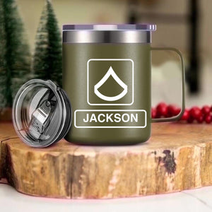 Personalized US Solider/ Veteran With Your Unit Logo Laser Handle Cup Printed 22DEC-HQ06