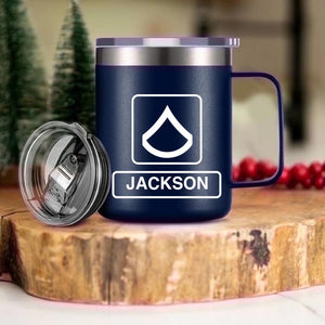 Personalized US Solider/ Veteran With Your Unit Logo Laser Handle Cup Printed 22DEC-HQ06
