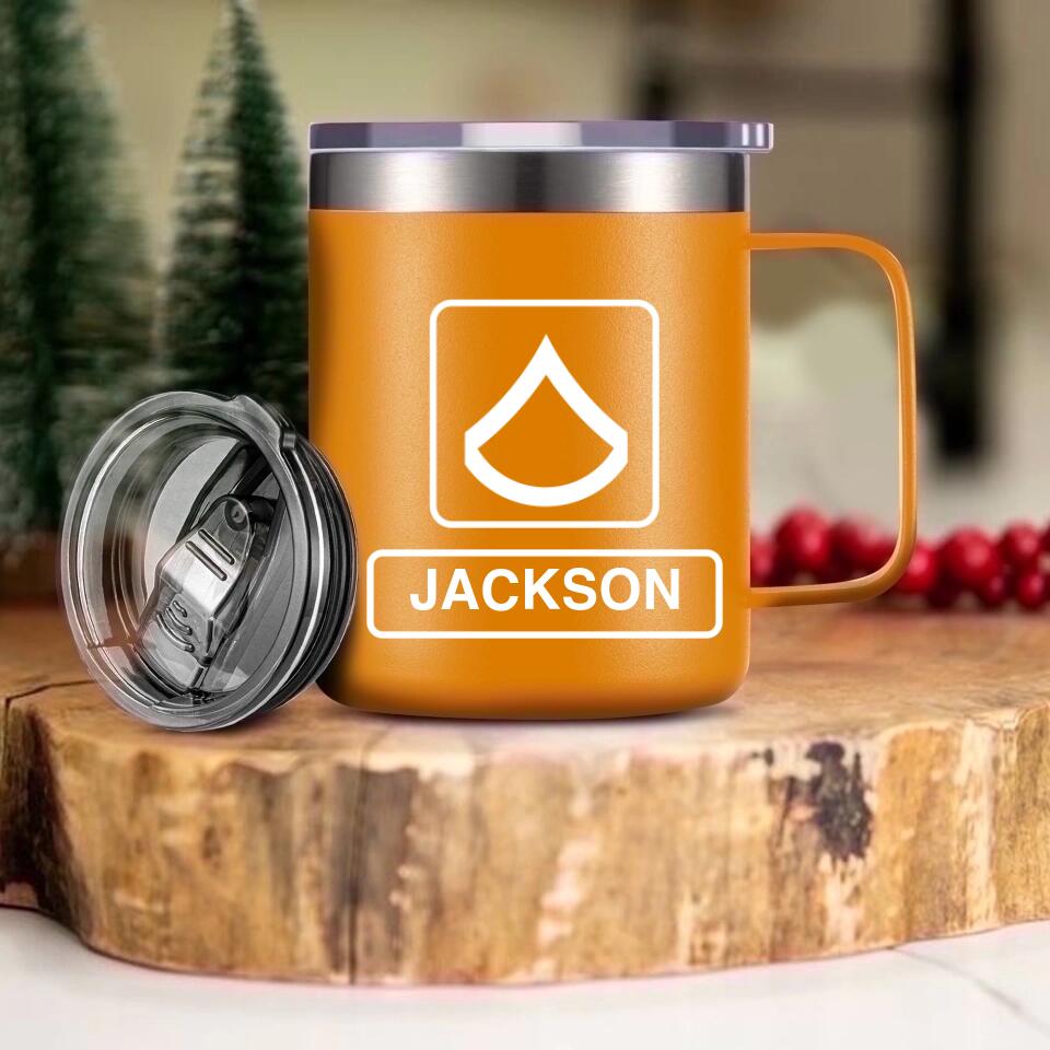 Personalized US Solider/ Veteran With Your Unit Logo Laser Handle Cup Printed 22DEC-HQ06