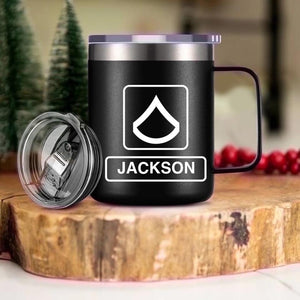 Personalized US Solider/ Veteran With Your Unit Logo Laser Handle Cup Printed 22DEC-HQ06