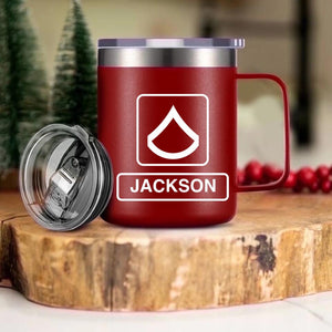 Personalized US Solider/ Veteran With Your Unit Logo Laser Handle Cup Printed 22DEC-HQ06