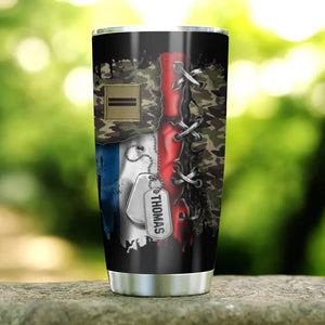 Personalized France Solider/Veteran Rank Camo Tumbler Printed QTDT0512