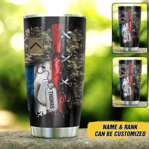 Personalized France Solider/Veteran Rank Camo Tumbler Printed QTDT0512