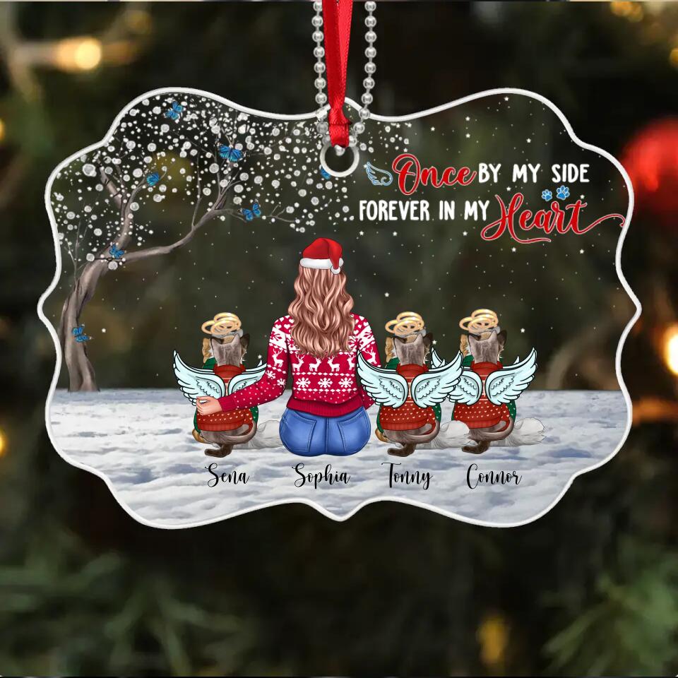 Personalized Once By My Side Forever In My Heart Memorial Cat Christmas Acrylic/Plastic Ornament Printed PNHY0612