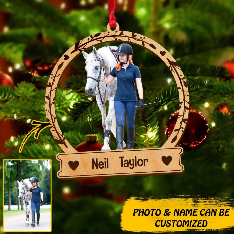 Personalized Your Image Horse And You Wood Ornament Printed QTDT0612