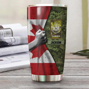Personalized Canadian Solider/Veteran Flag Rank Camo Tumbler Printed 22DEC-HY06