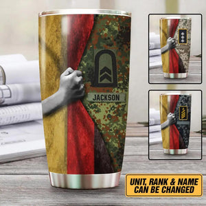 Personalized German Solider/Veteran Flag Rank Camo Tumbler Printed 22DEC-HY06
