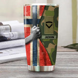 Personalized Norwegian Solider/Veteran Flag Rank Camo Tumbler Printed 22DEC-HY06