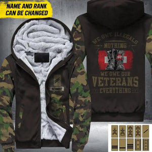 Personalized Swiss Soldier/ Veteran We Owe Illegals Nothing We Owe Our Veterans 3D Printed Fleece Hoodie 22DEC-DT07