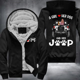 Personalized A Girl Love Dog And Jeep Printed Fleece Hoodie HQPN0712