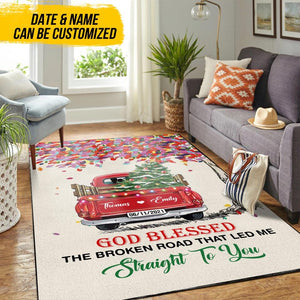 Personalized God Blessed The Broken Road That Led Me Straight To You Gift For Couple Rug Printed QTDT0712