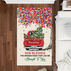 Personalized God Blessed The Broken Road That Led Me Straight To You Gift For Couple Rug Printed QTDT0712