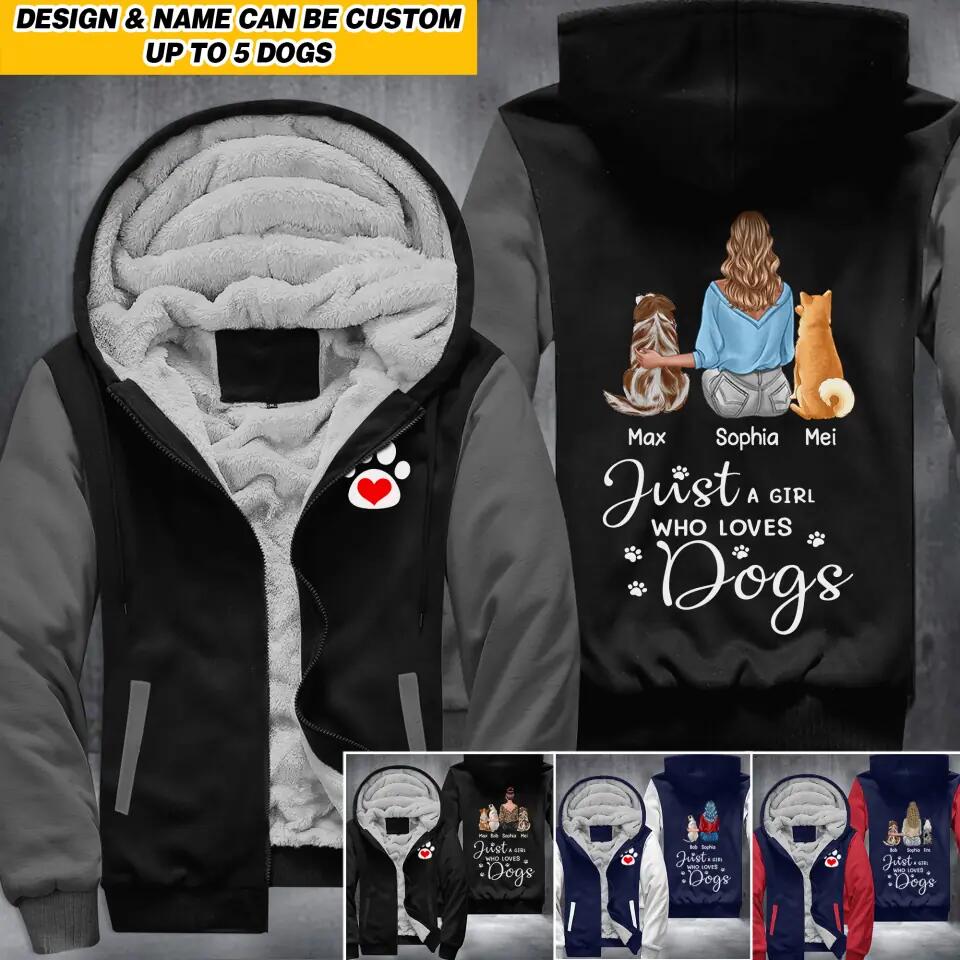 Personalized Just A Girl Who Loves Dogs Printed Fleece Hoodie 22DEC-HQ07
