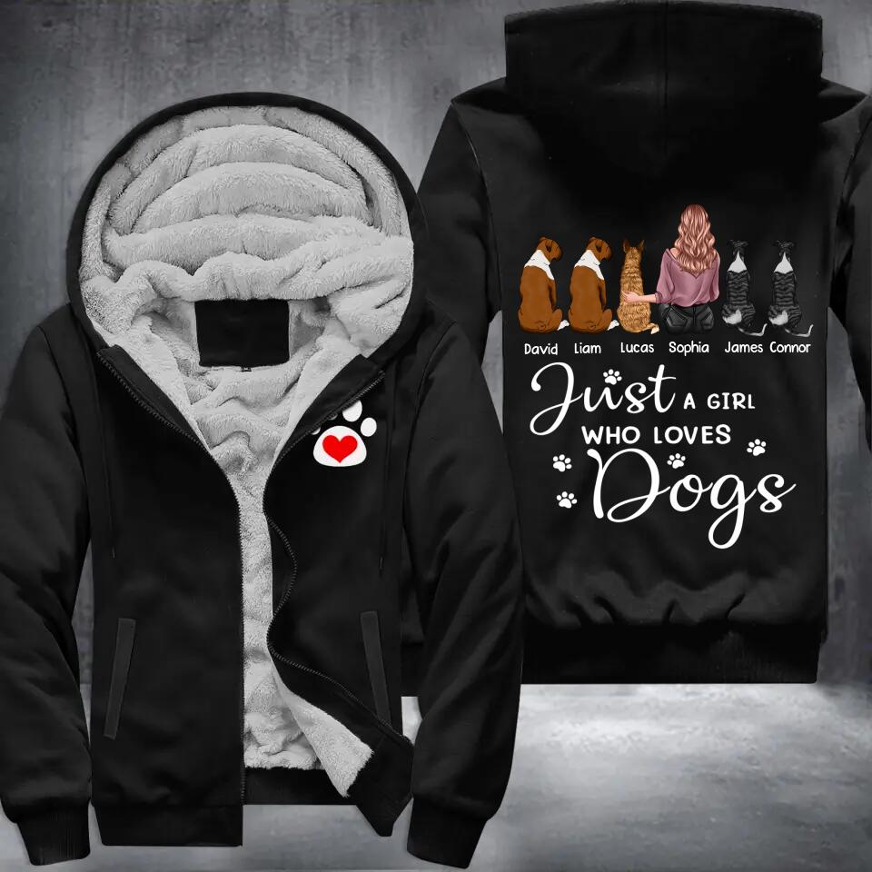 Personalized Just A Girl Who Loves Dogs Printed Fleece Hoodie 22DEC-HQ07