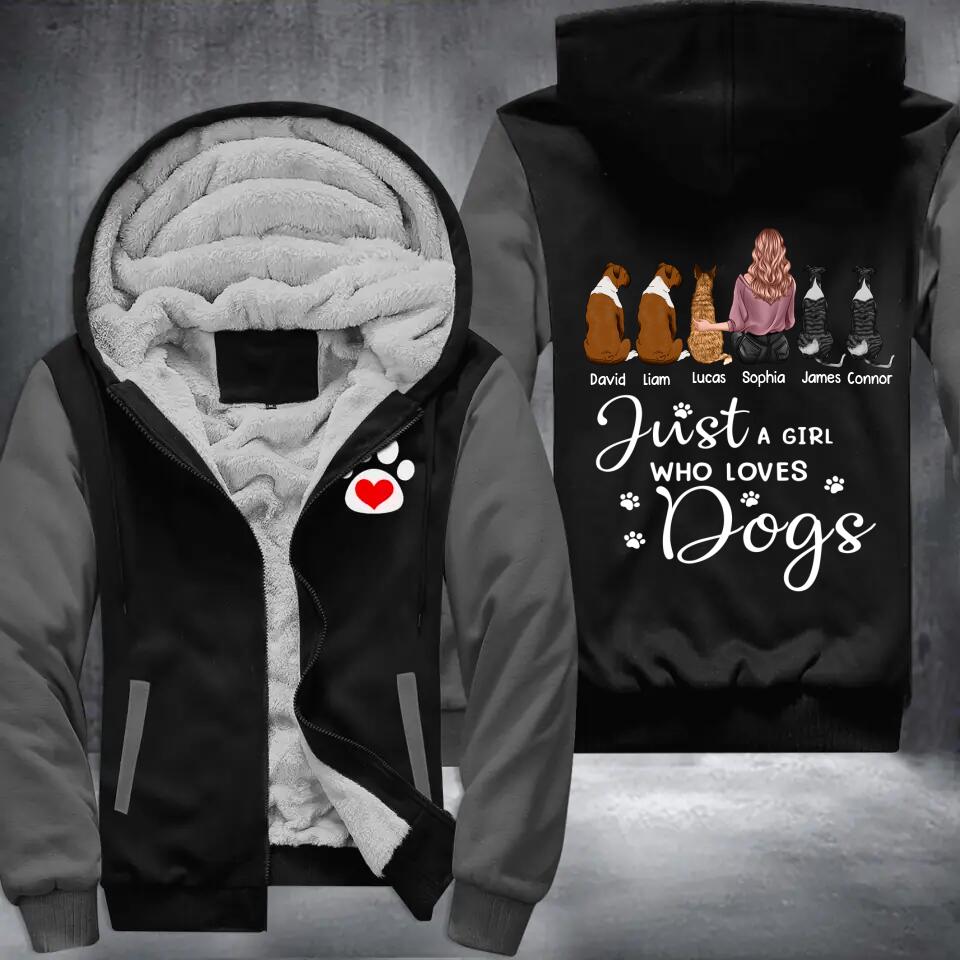 Personalized Just A Girl Who Loves Dogs Printed Fleece Hoodie 22DEC-HQ07