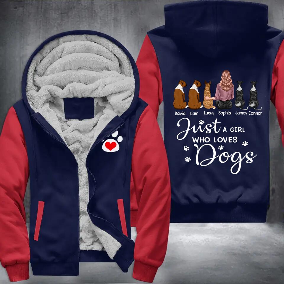 Personalized Just A Girl Who Loves Dogs Printed Fleece Hoodie 22DEC-HQ07