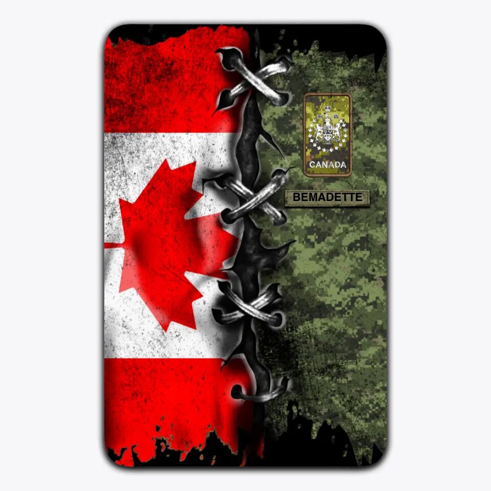 Personalized Canadian Solider/Veteran Rank Camo Rug Printed QTHQ0712