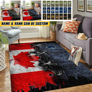 Personalized Canadian Solider/Veteran Rank Camo Rug Printed QTHQ0712