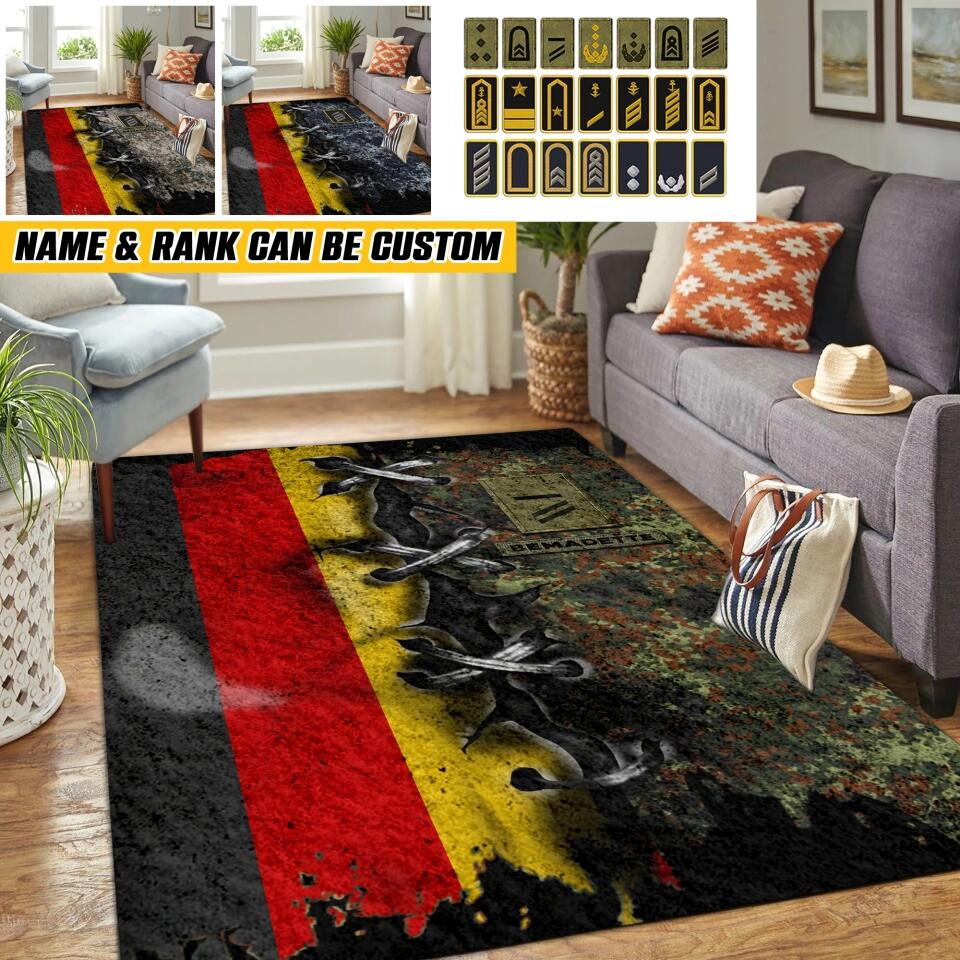 Personalized German Solider/Veteran Rank Camo Rug Printed QTHQ0712