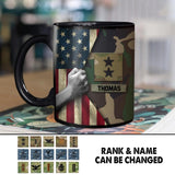 Personalized US Veteran/Soldier Camo Flag Black Mug Printed 22DEC-HY08