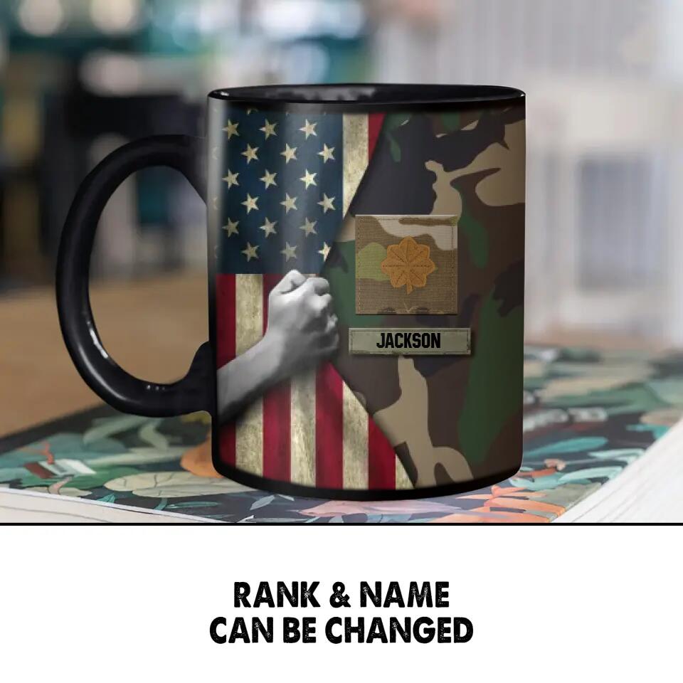 Personalized US Veteran/Soldier Camo Flag Black Mug Printed 22DEC-HY08