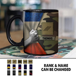 Personalized French Veteran/Soldier Camo Flag Black Mug Printed 22DEC-HY08