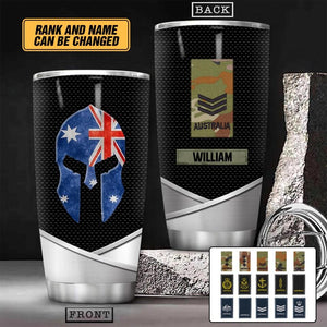 Personalized Australian Solider/Veteran Rank Camo Tumbler Printed 22DEC-HY08