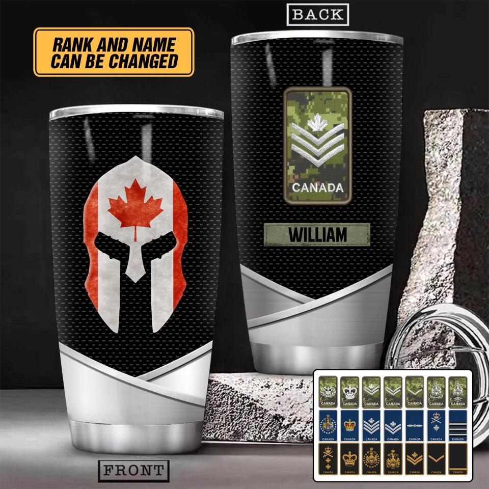 Personalized Canadian Solider/Veteran Rank Camo Tumbler Printed 22DEC-HY08