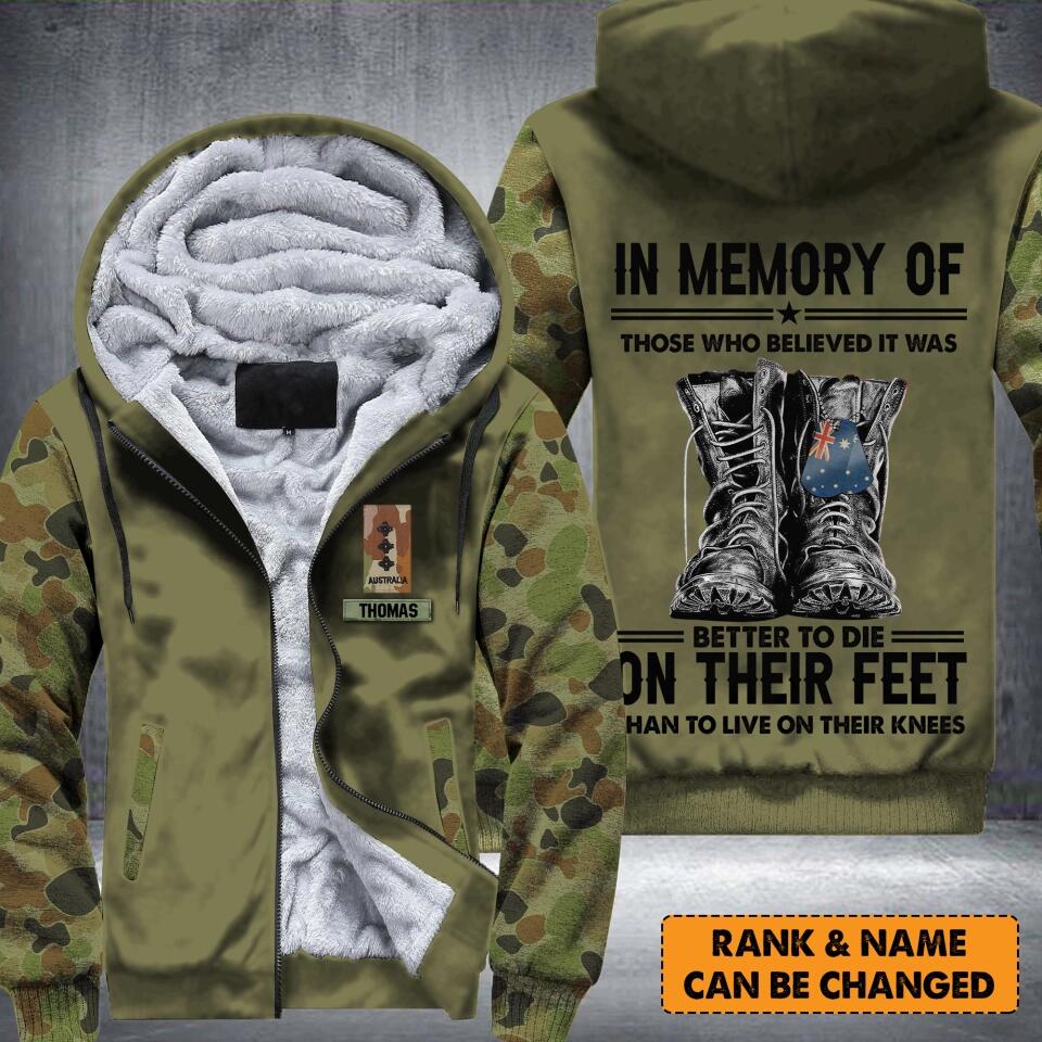 Personalized Australian Solider/ Veteran In Memory Of Those Who Believed It Was 3D Printed Fleece Hoodie 22DEC-HY09