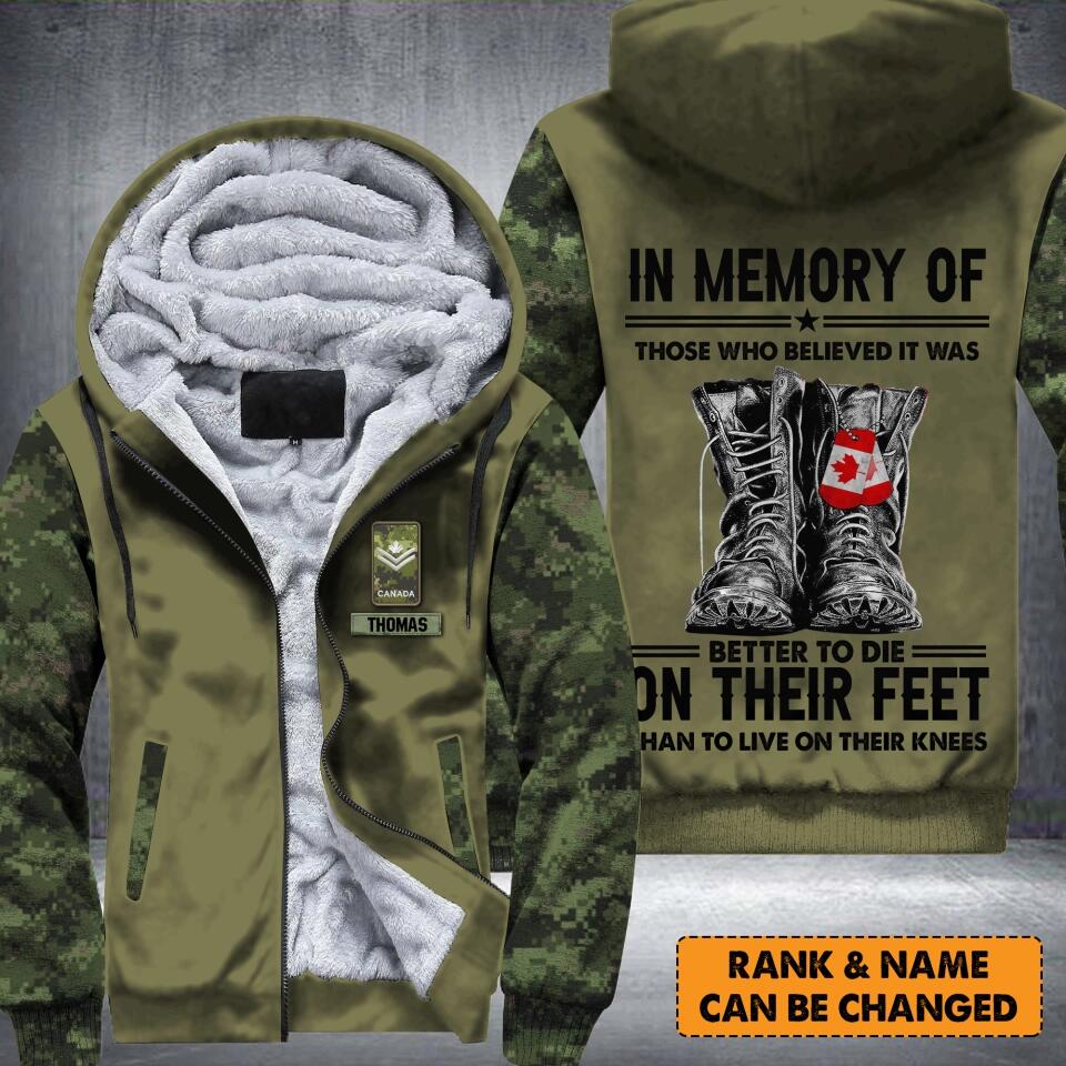 Personalized Canadian Solider/ Veteran In Memory Of Those Who Believed It Was 3D Printed Fleece Hoodie 22DEC-HY09
