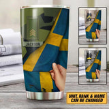 Personalized Sweden Solider/Veteran Flag Rank Camo Tumbler Printed 22DEC-HY09