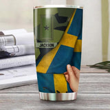 Personalized Sweden Solider/Veteran Flag Rank Camo Tumbler Printed 22DEC-HY09