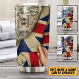 Personalized UK Solider/Veteran Flag Rank Camo Tumbler Printed 22DEC-HY09
