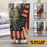 Personalized US  Solider/Veteran Flag Rank Camo Tumbler Printed 22DEC-HY09