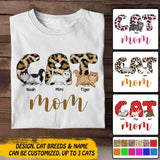 Personalized Cat Mom With Walking Cats Tshirt Printed 22DEC-DT09