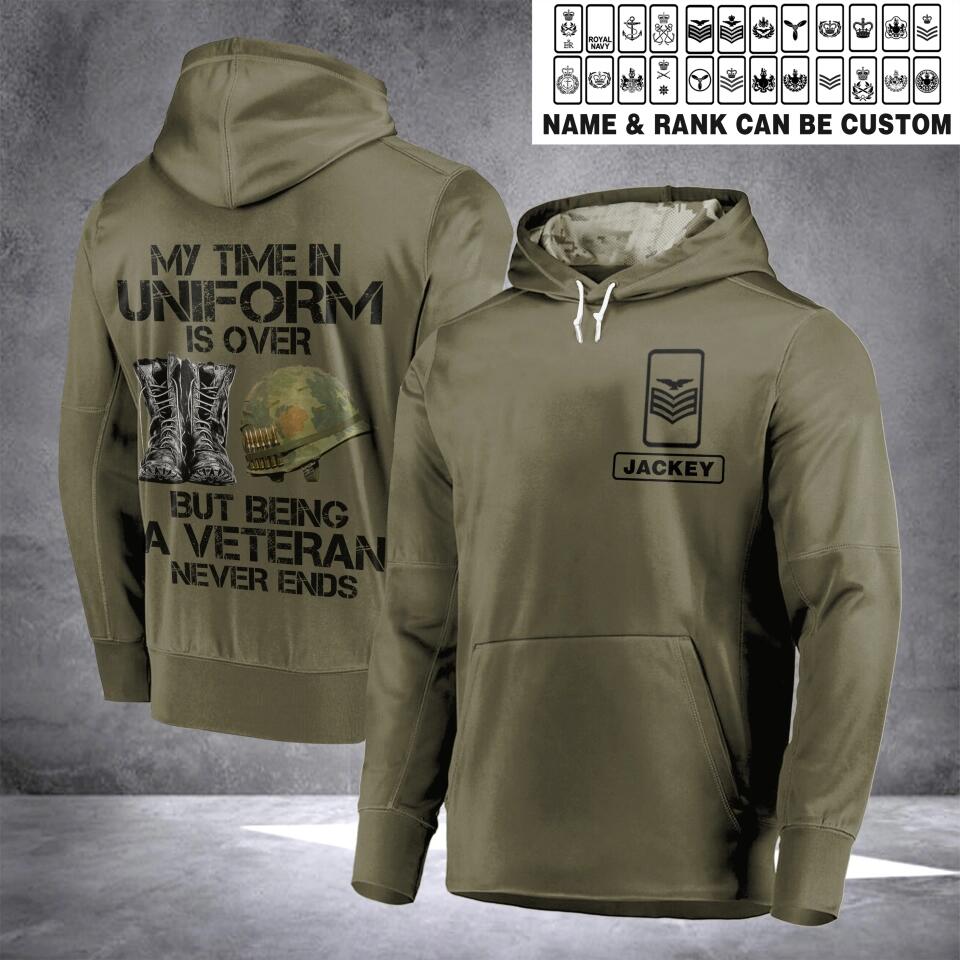 Personalized UK Solider/ Veteran Rank Camo Hoodie 3D Printed 22DEC-HQ09