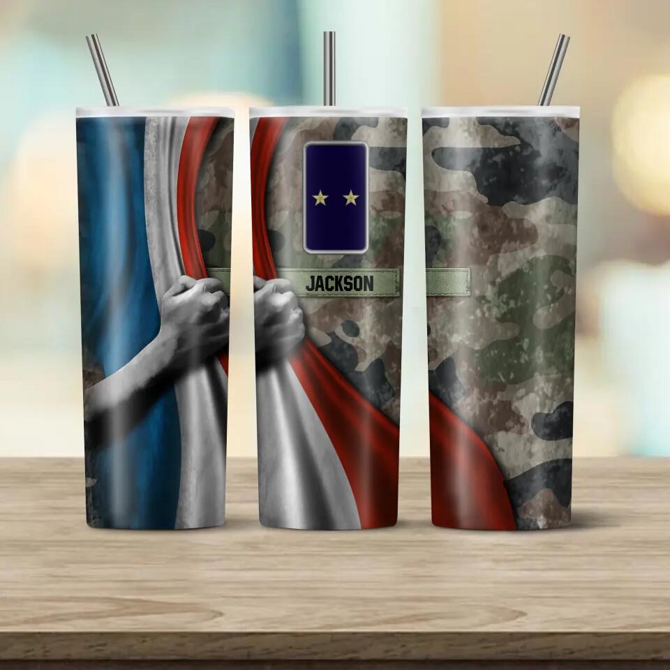Personalized France Veteran/Soldier Rank Camo Tumbler 30Oz Printed 22DEC-HT09