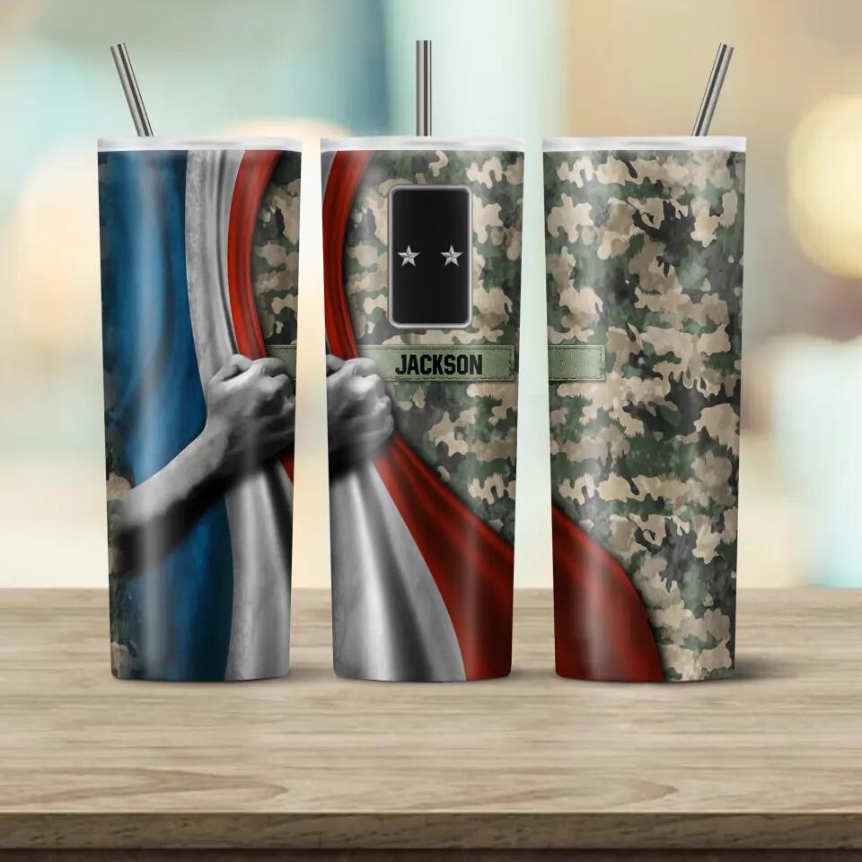 Personalized France Veteran/Soldier Rank Camo Tumbler 30Oz Printed 22DEC-HT09