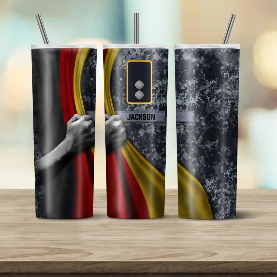 Personalized German Veteran/Soldier Rank Camo Tumbler 30Oz Printed 22DEC-DT09