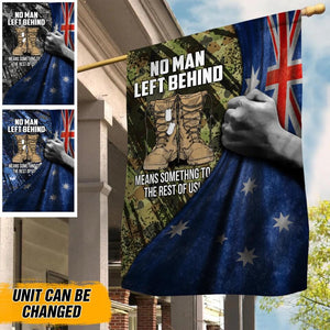 Personalized No Man Left Behind Australian Solider/Veteran Flag QTDT1012