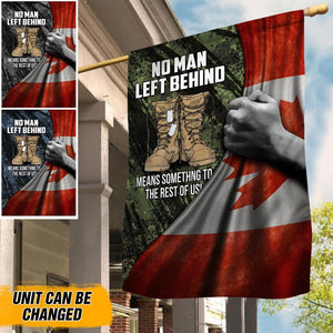 Personalized No Man Left Behind Canadian Solider/Veteran Flag QTDT1012