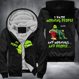 Personalized I Hate Morning People And Mornings And People Grinch & Dog Christmas Gift Fleece Hoodie Printed PNHQ1012