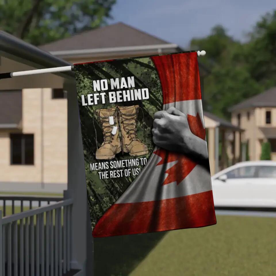 Personalized No Man Left Behind Canadian Solider/Veteran Flag QTDT1012