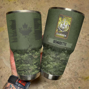 Personalized Canadian Solider/ Veteran With Camo Rank Flag Tumbler 30oz Printed 22DEC-DT10