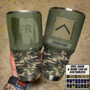 Personalized French Solider/ Veteran With Camo Rank Flag Tumbler 30oz Printed 22DEC-DT10