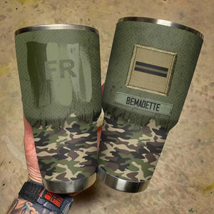 Personalized French Solider/ Veteran With Camo Rank Flag Tumbler 30oz Printed 22DEC-DT10
