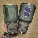 Personalized French Solider/ Veteran With Camo Rank Flag Tumbler 30oz Printed 22DEC-DT10