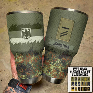 Personalized German Solider/ Veteran With Camo Rank Flag Tumbler 30oz Printed 22DEC-DT10