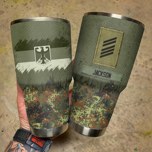 Personalized German Solider/ Veteran With Camo Rank Flag Tumbler 30oz Printed 22DEC-DT10