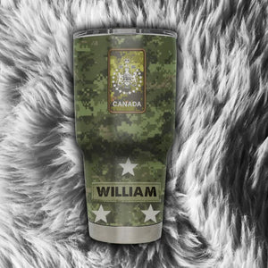 Personalized Canadian Solider/ Veteran With Rank Camo Tumbler 30oz Printed 22DEC-HY12